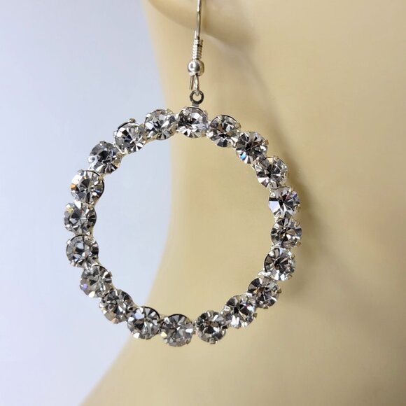 Round Crystal Earrings Dazzling Crystal Earrings - Picture 2 of 9